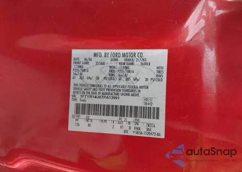 2007 Ford Ranger Sport/Stx/Xl/Xlt z USA, uszkodzony, nr VIN 1FTYR14U07PA13991